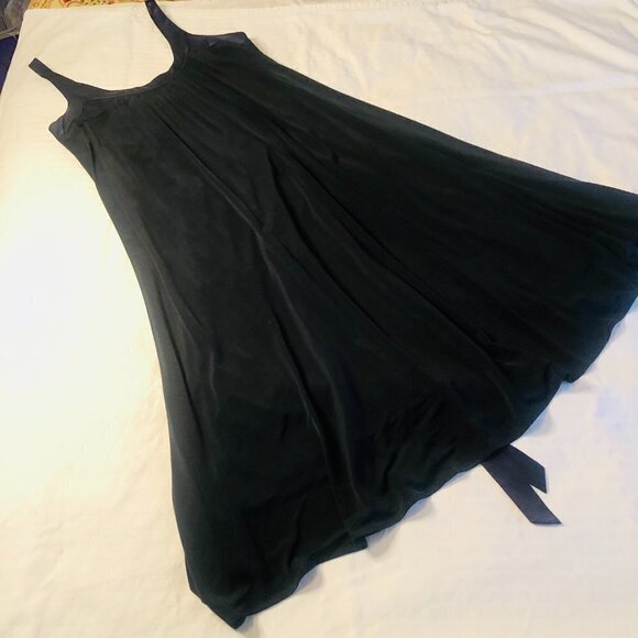 Anne Klein Dark Navy Flowy Cocktail Dress Ribbon Tie Back Scoop Neck Size 6 - Picture 13 of 17